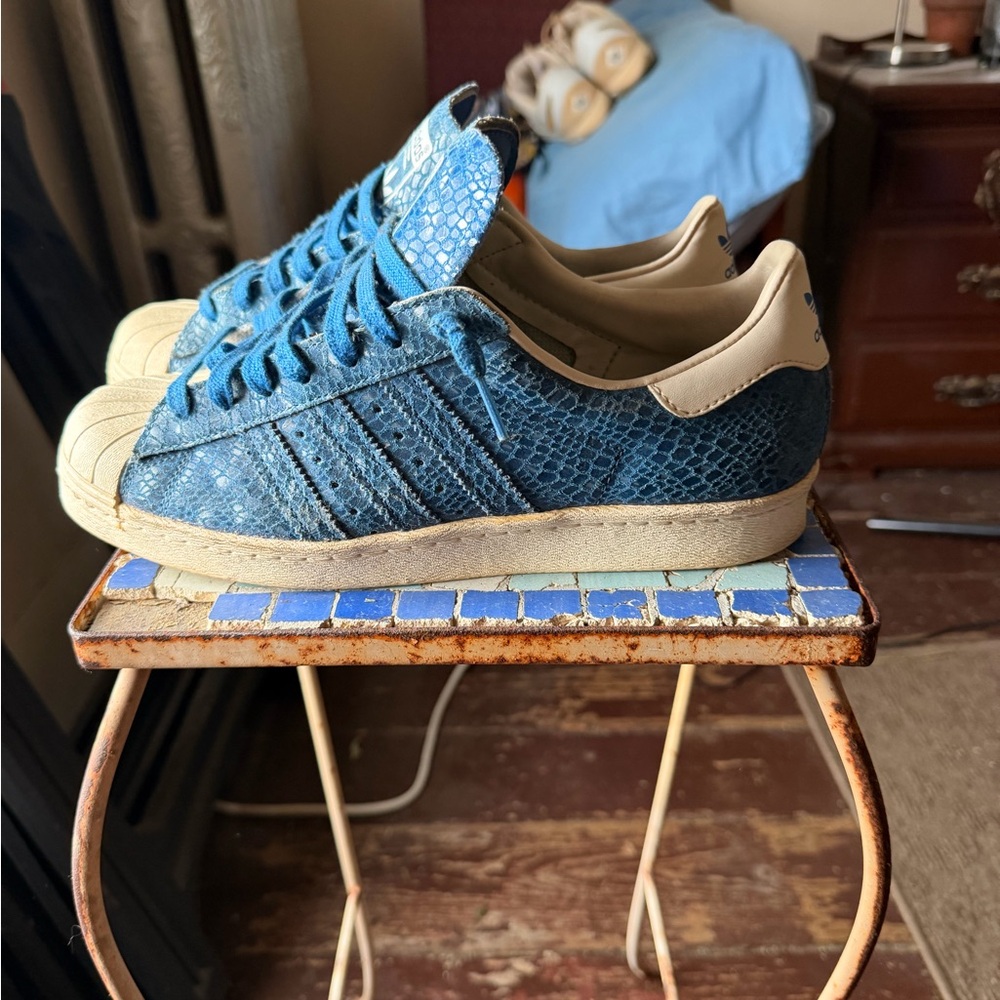 adidas Blue Snakeskin Sneakers